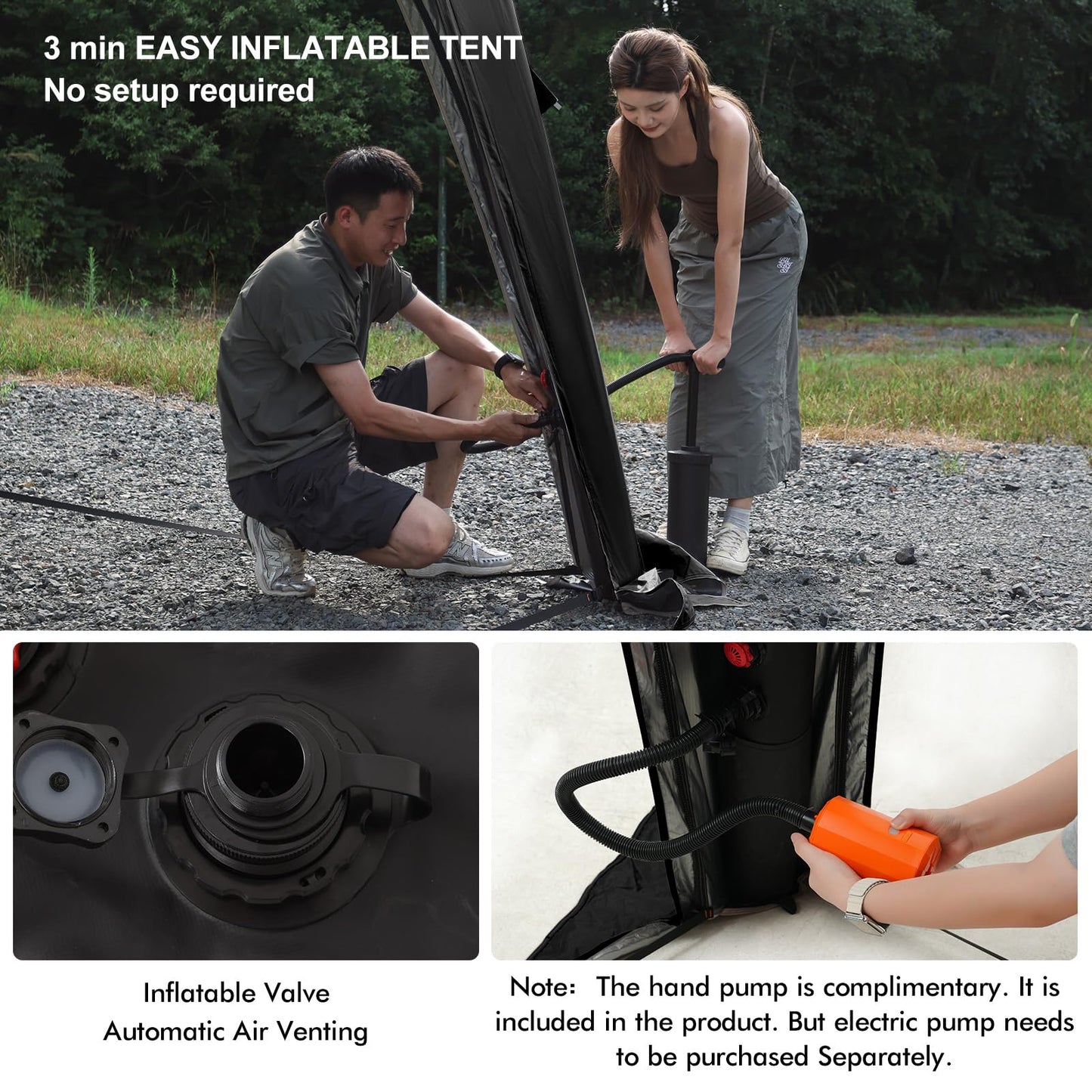 4-6 Person Inflatable Camping Tent Tarp Sun Shelter Blow Up Tent Easy Setup Waterproof Portable Air Canopy House Gazebos for Camping Backpacking Hiking Picnics Fishing
