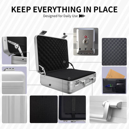 ALUNEX Aluminum Storage Case with Customizable Foam, 3-in-1 Modular Interior, Professional Briefcase with TSA Locks for Men & Women, Organizer & Divider for Documents, Electronics & Tools