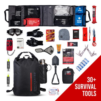 Emergency Survival Kit – Seventy2 Core by Uncharted Supply Co, Waterproof Backpack Bug-Out Bag with First Aid, Tools, Hydration & Warmth