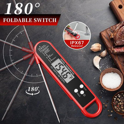 Digital Meat Thermometer for Cooking and Grilling - Instant Read Food Thermometer with IP67 Waterproof, Strong Magnet and Calibration - Professional Kitchen BBQ Probe for Turkey, Steak