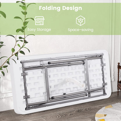Giantex 4 FT Folding Ice Cooler Table with Drain & Bucket, Removable Skirt, No Assembly, Portable Fill and Chill Table for Food Drink Beverage, Foldable Party Ice Bin for Camping BBQ, White