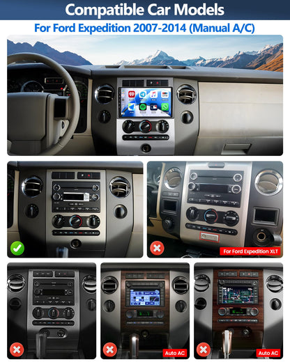 4G+64G Car Radio Stereo for Ford Expedition 2007-2014 with Wireless CarPlay Android Auto 9" Touchscreen Radio Android 13 Car Stereo with GPS Navigation Bluetooth 5.0 32EQ FM Backup Camera (Manual AC)