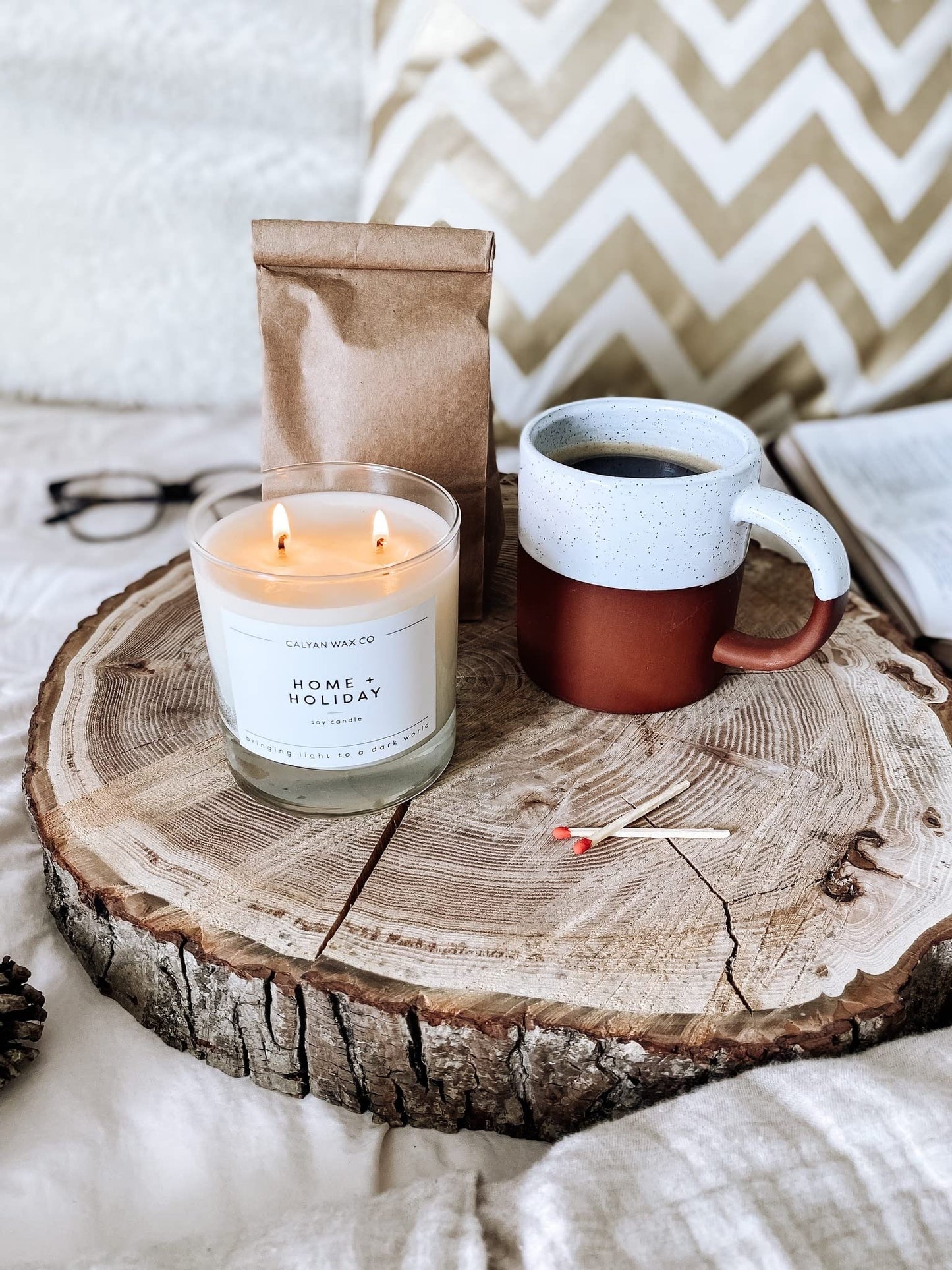 Calyan Wax Co. Home & Holiday 2 Wick Scented Candle - 37 Hour Burn - Luxury Clean Soy Wax Candles - Long Lasting Large Glass Jar Candle for Home - 8.8oz