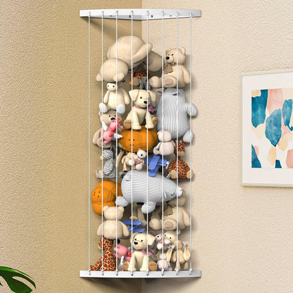Ebeneze Corner Stuffed Animal Storage Organizer, Toy Stuffed Animals Hammock Net Adjustable Length, Spave Save for Hanging Wall Plush Toy Holder, Toy Storage Shelf for Playroom Bedroom, White