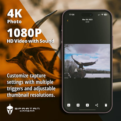Spartan Camera Gocam 4G LTE Trail Camera, Free Roaming in US, Remotely Update Camera Settings, Fully Configurable via App, HD Video, HD Photo, Blackout Flash, Hunting (1, AT&T)