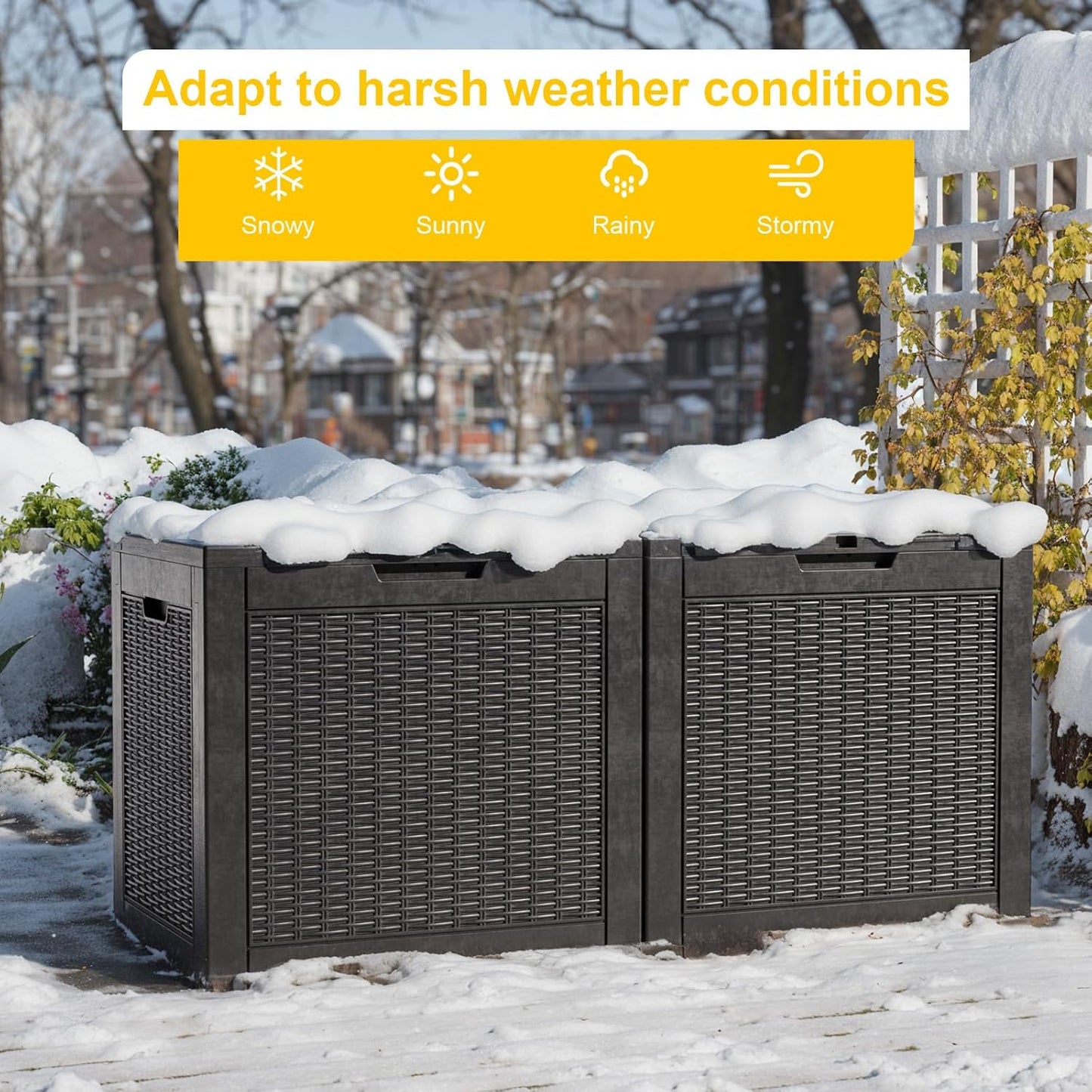 Regine Switzerland 37 Gallon Outdoor Deck Box - Lockable Waterproof Storage for Garden Tools & Cushions | Black