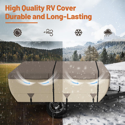 Umbrauto Pop Up Camper Cover 16' ~ 18', Heavy-Duty Waterproof Windproof Folding Tent Trailer – 9-Layer Top, 3-Layer Side, Sun-Resistant, Popup Trailer Cover for All-Weather Protection