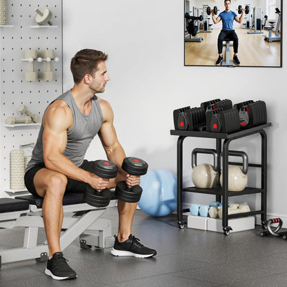 Dumbbell Stand Fits For Adjustable Weights Dumbbell Rack With Wheels 500lbs Loading（Rack Only）