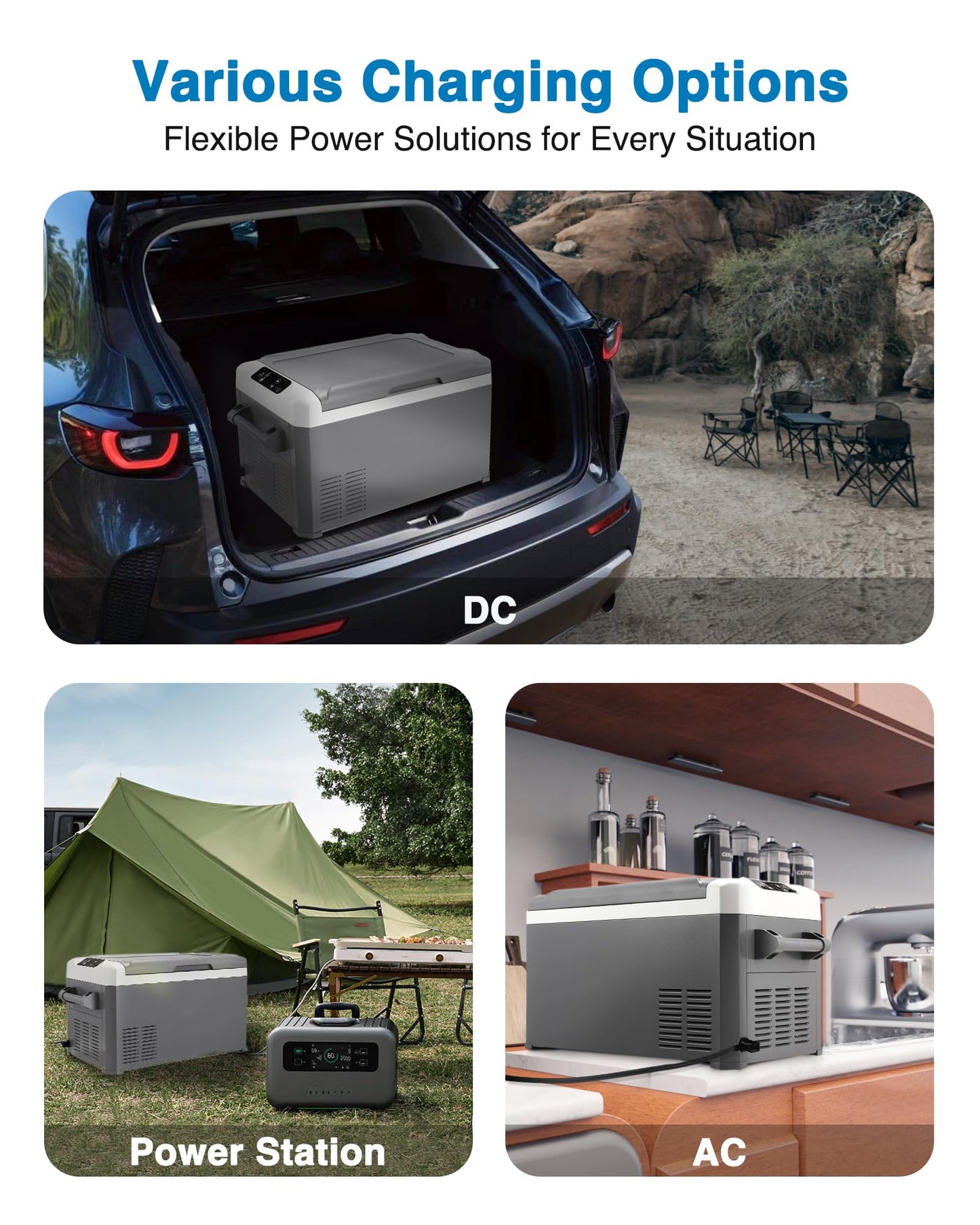 JOYFRIGO Portable Refrigerator, 12 Volt Car Freezer, 44 Quart(42 Liter) Cooler Refrigerator, 12V Fridge for Camping,Outdoor,Home,Truck,Van - 12/24V DC and 100-240V AC