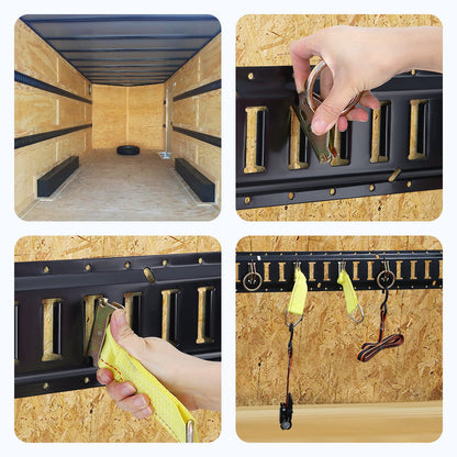 Trekassy 8ft E Track Rail Tie-Down Kit, 8' Etrack Rails(4Pack, 48 Slots/Rail) & 10 E Track Accessories for Trailer Tie Down System, Trucks, Vans, Garages