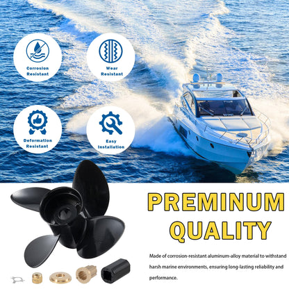 MiBarco 14 1/2 x 17(Hub Kits Included) Upgrade Aluminum Boat Propeller Fit Mercury Outboard Engines 135-300 HP Mercruiser Alpha &Bravo ONE, 4 Blades 15 Spline Tooth,14.5dia x 17pitch Prop RH