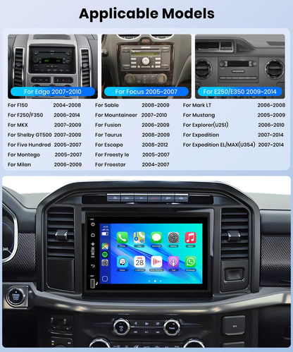 Car Stereo for Ford F-150 F150,F250,F350, Escape,Fusion,Explorer,Focus,Edge,Taurus,[2+64G] Wireless Carplay/Android Auto,Android Car Radio 7" IPS GPS WiFi Bluetooth FM Mirror Link SWC Backup Camera