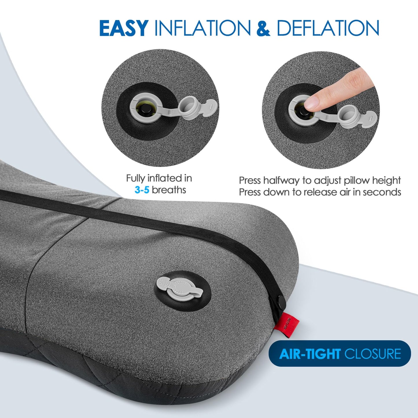 Hikenture Ultralight Inflatable Pillow with Removable Cover and 4" Thick Self Inflating Sleeping Pad Set