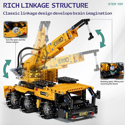 5 in 1 STEM Building Block Set for Kids Ages 8-14 Remote Control and App Controlled Excavator/Crane/Truck/Bulldozer/Roller Birthday Gift for 8 9 10 11 12+ Years Old