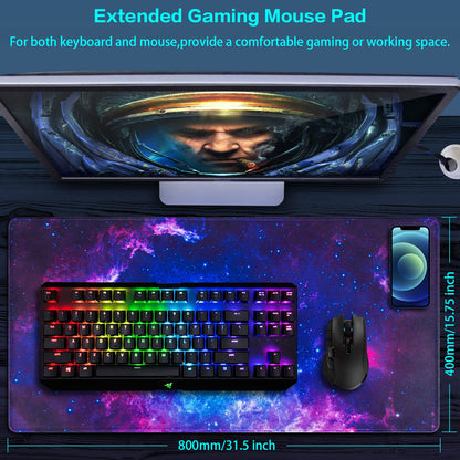 Canjoy Gaming Mouse Pad, 31.5x15.7inch Large Extended Mousepad Big Computer Desk mat for Keyboard and Mouse Full Desk Mouse Mat with Non-Slip & Rubber Base