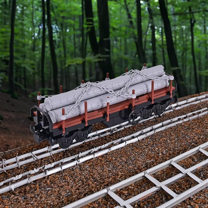 6IN1 City Freight Train Car Building Set DIY Toys for Teens and Adults Compatible with Lego 630 Building Accessory (Stone Cart)