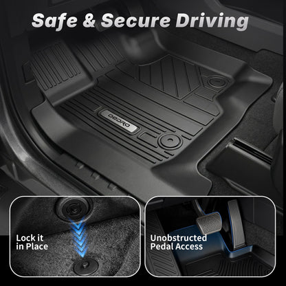 OEDRO Floor Mats Fit for 2015-2026 Ford F150 and 2022-2026 F-150 Lightning SuperCrew Cab, w/o Fold Flat Storage, TPE Precision Fit F150 Accessories Car Mats All-Weather Protection Liner