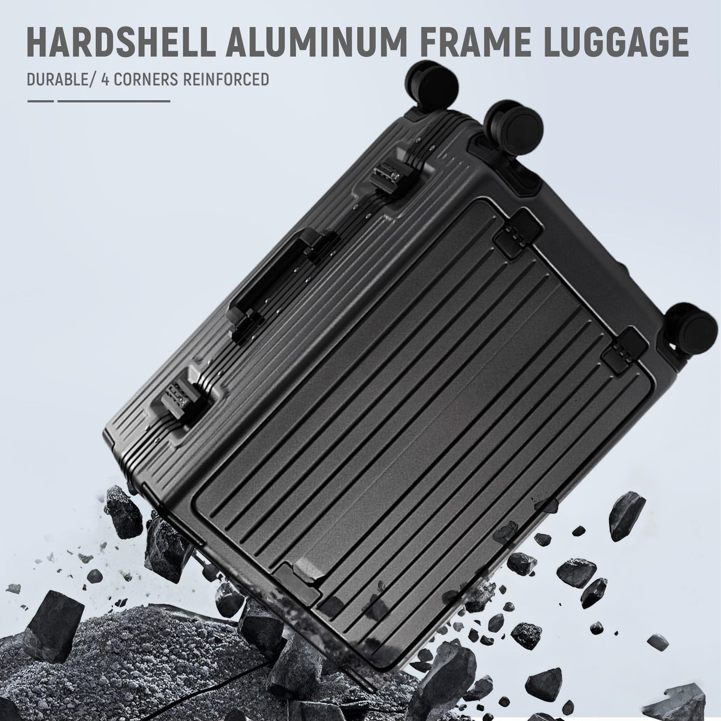 UrbanExplorer 20 Inch Carry On Luggage TSA Approved, Aluminum Frame Zipperless Luggage Carry On with Compartment for Short Trips, ABS+PC Hard Shell Suitcases with Spinner Wheels, Gray