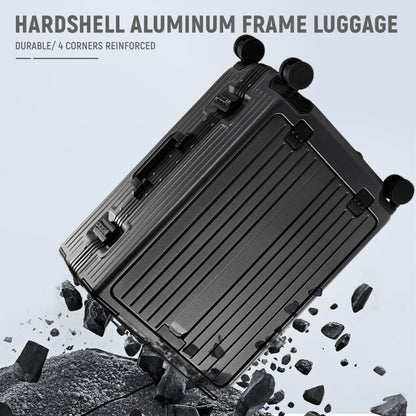 UrbanExplorer 20 Inch Carry On Luggage TSA Approved, Aluminum Frame Zipperless Luggage Carry On with Compartment for Short Trips, ABS+PC Hard Shell Suitcases with Spinner Wheels, Gray