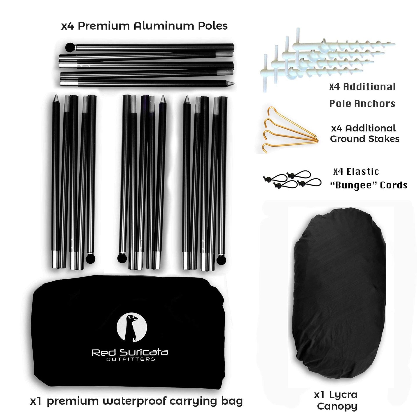 Red Suricata Family Beach Tent & Beach Canopy, Matching Sand Free Beach Mat Blanket & 2 Beverage Holders Bundle - UPF50 UV Sun Shade Shelter (Large, Black)