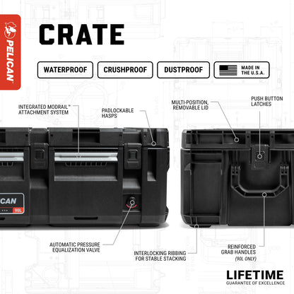 Pelican Crate - 45 Liter Storage Case - Cargo Box, Transport Case, Overland Case (Desert Tan)