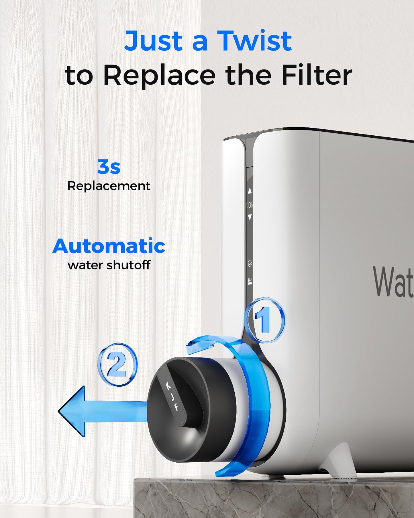 Waterdrop KJ600 Reverse Osmosis System, Instant Hot Water Dispenser, 600 GPD, Reduce PFAS, Tankless, 2:1 Pure to Drain, Under Sink, TDS Reduction, Smart Faucet, Hot and Cold Water Dispenser Faucet