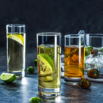 binsakao Premium Highball Glass Set - Elegant Tom Collins Glasses Set of 6-9 oz Tall Drinking Water Glasses - Bar Glassware for Mojito, Whiskey, Cocktail