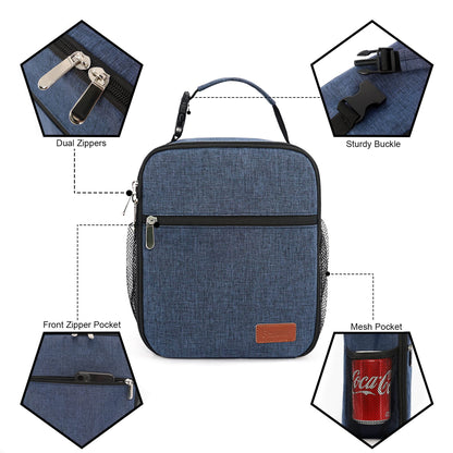 Femuar Lunch Box for Men Women Adults Small Lunch Bag for Office Work Picnic - Reusable Portable Lunchbox, Blue