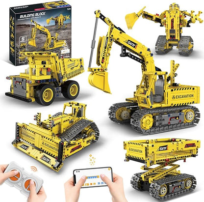5 in 1 STEM RC Robot Building Kit 555 PCS APP &amp Remote Control Robot Toys for Kids Age 6 7 8 9 10 11 12+ Engineering Science Coding Robotic Toys Birthday Gifts for Boys &amp Girls