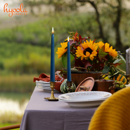 Hyoola 12 Pack Tall Taper Candles - 14 Inch Midnight Blue Dripless, Unscented Dinner Candle - Paraffin Wax with Cotton Wicks - 12 Hour Burn Time