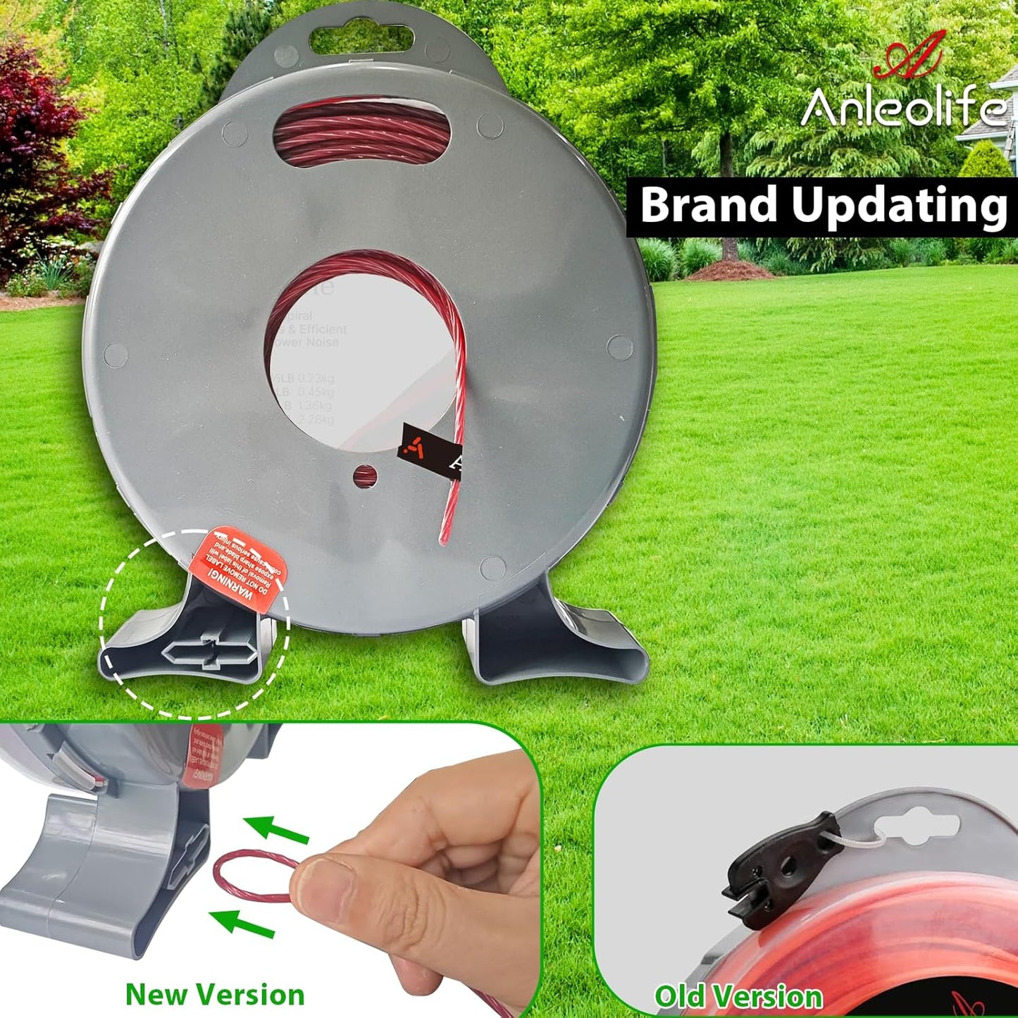 Anleolife Heavy-Duty Twisted .095-Inch Dual Core Trimmer Line - 393 Ft with Built-In Cutter