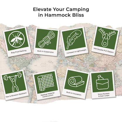 Hammock Bliss Sky Bed Bug Free - Insect Free Hanging Tent That Hangs Like A Hammock But Sleeps Like A Bed - Unique Asymmetrical Design Creates An Amazing Lay Flat Camping Hammock Sleeping Experience