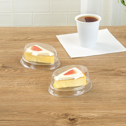 Restaurantware-Thermo Tek 8.5 Ounce Cake Slice Containers, 100 Disposable Individual Pie Slice Containers - With Lids, Oval, Clear Plastic Pie Boxes, For Pastries or Cheesecakes,
