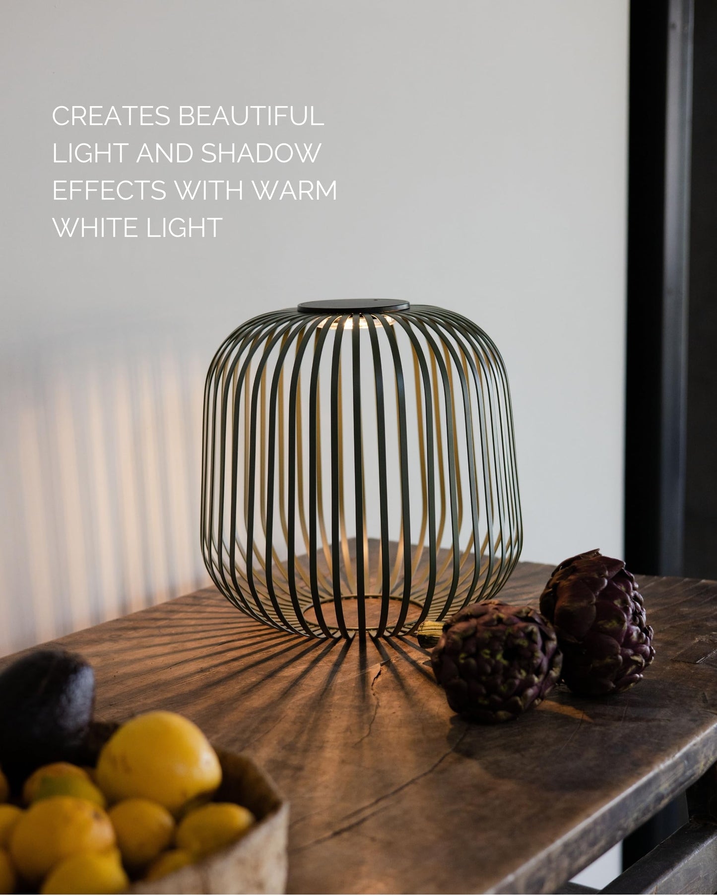 LUUK Studio Solis Wireless Solar LED Lamp, Warm White, 3 Level Dimmable, 48 Hours, Indoor & Outdoor Lantern, USB-C Rechargeable, Bedroom or Living Room, Calm Minimalist Look, Sage Green, Size L
