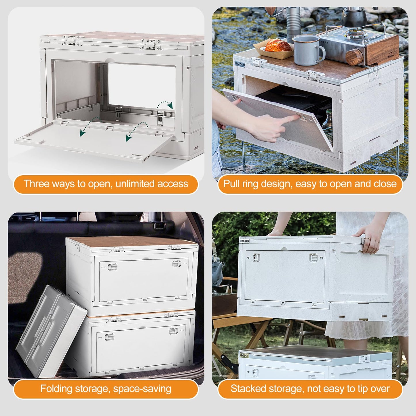 Ergocar Multi -Function Folding Storage Box,Which Can Stack The Storage Box, Suitable For Camping Supplies Storage, Snack Storage, Car Trunk