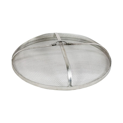 Sunnydaze Round Fire Pit Screen Cover - 40-Inch Stainless Steel Mesh Fire Pit Spark Screen - Spark Lid Top Cover with Handle