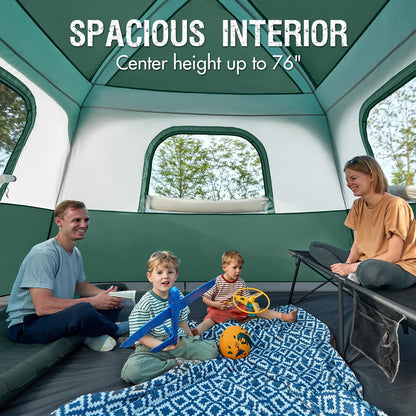 Portal 6 Person Cabin Tent for Camping with Porch, Family Waterproof Camping Tent with Rainfly and Carry Bag, 76" Tall Outdoor Tents for Camping