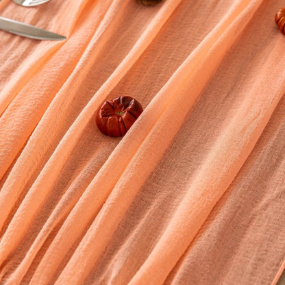 Keketoarrange 3pcs Fresh Salmon Cheesecloth Table Runner Valentines Decor Peach Echo Gauze 120 Inch 10 FT Boho Table Runner for Wedding Baby Shower Bridal Shower Party Sheer Spring Home Decorations