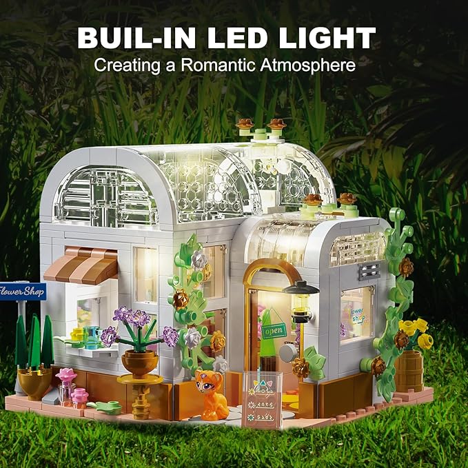 Flower House Building Set Creative Building Playset with LED Light Christmas Birthday Toys for Girls 6+ Compatible with Lego (561 PCS)
