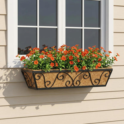 Y&M 24 Inch Window Deck with Coco Liner, Fence Metal Hanging Flower Planter Window Basket Deck Railing Planter Boxes for Outdoor Garden Lawn-Butterfly,2pcs