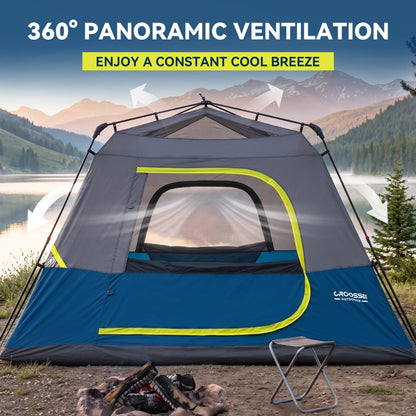 6 Person Instant Cabin Tent, Quick & Easy Setup Automatic Camping Tent, Waterproof Windproof Family Tent with Top Rainfly and Carry Bag, Portable Outdoor Shelter for Hiking & Traveling