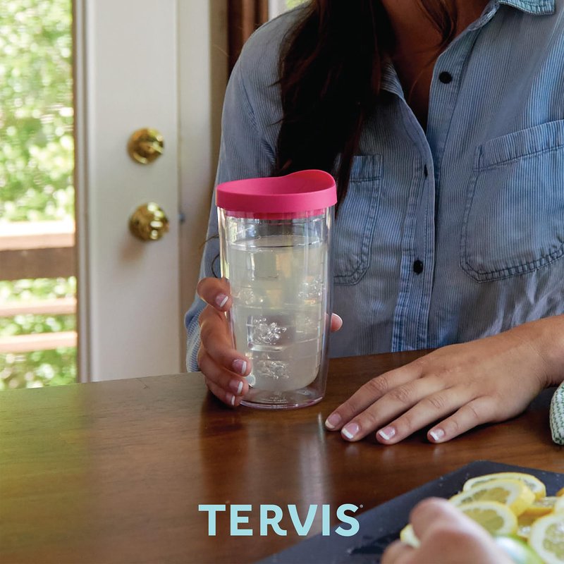 Tervis Palm Tree & Hammock Scene Made in USA Double Walled Insulated Tumbler Cup Keeps Drinks Cold & Hot, 16oz - 4pk, Unlidded
