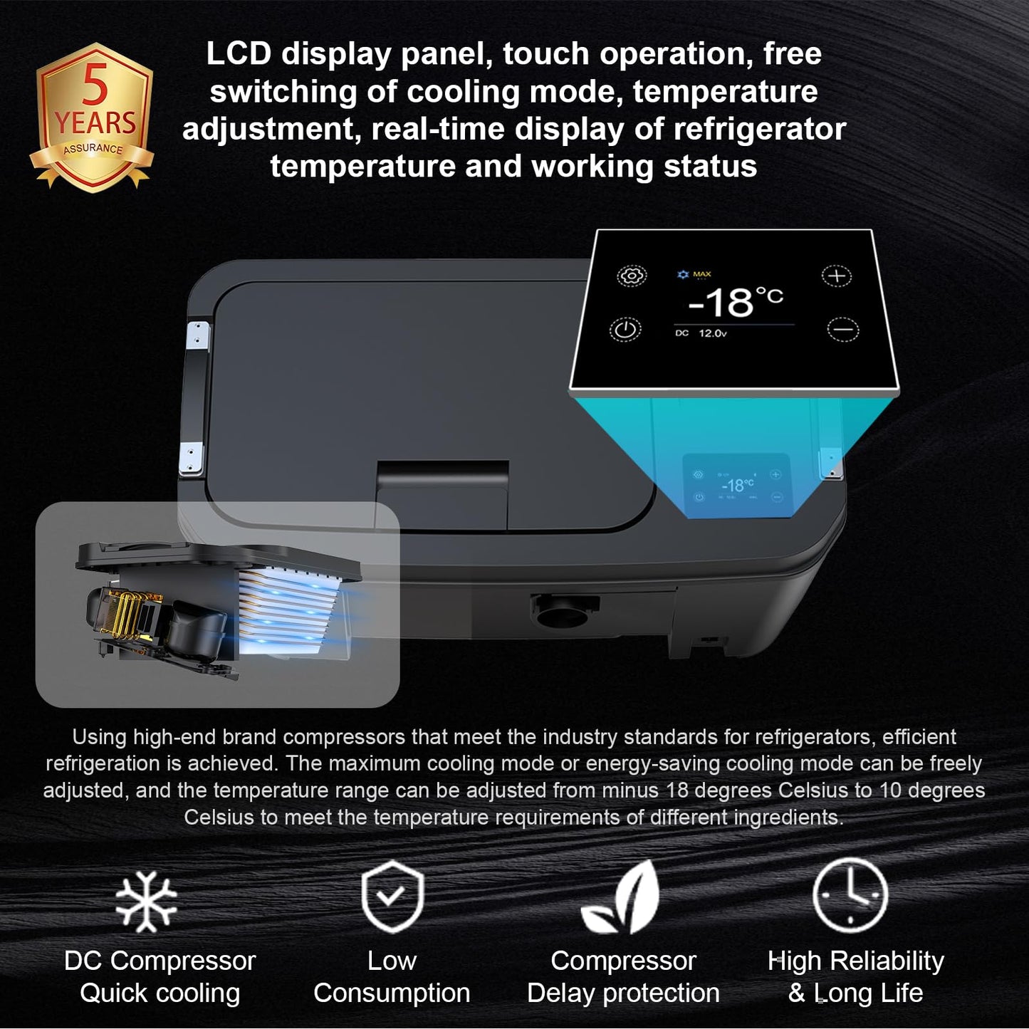 Car Refrigerator for Tesla Model Y 12V Fridge Cooler 2019-2025,21QT(20L) Car Freezer -4℉-50℉ for outdoor Travel/Camping/Home Use with Touch button control quality Compressor low Noise,Fast Cool.