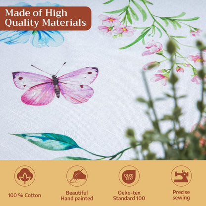 Maison d' Hermine Table Cloth Rectangle Table 100% Cotton 70 x 120 Inches Tablecloth Reusable Decorative for Dining Kitchen Room Farmhouse Home Gifts for Mothers Day Spring Summer - Just Floral