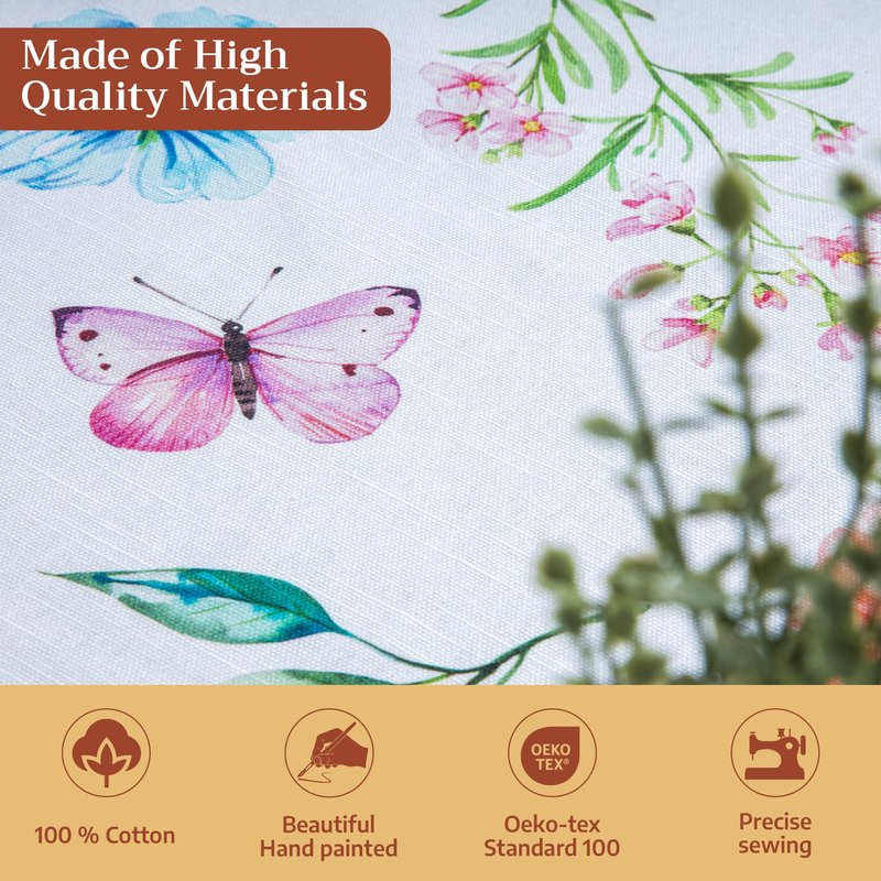 Maison d' Hermine Table Cloth Rectangle Table 100% Cotton 60 x 90 Inches Tablecloth Reusable Decorative for Dining Kitchen Room Farmhouse Home Gifts for Mothers Day Spring Summer - Just Floral