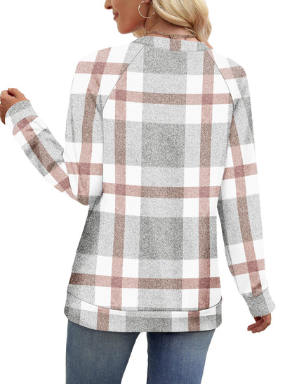 SAMPEEL Sweatshirts for Women V Neck Long Sleeve Shirts Lightweight Sweaters Fall Fashion Tops Outfits 2025