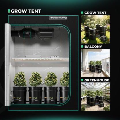 MARS HYDRO DWC Hydroponics Grow System Kit with Recirculating Top Drip, 11W Air Pump, Air Stone, Hose & 4 Buckets, 5 Gallon Deep Water Culture Indoor Hydroponic System