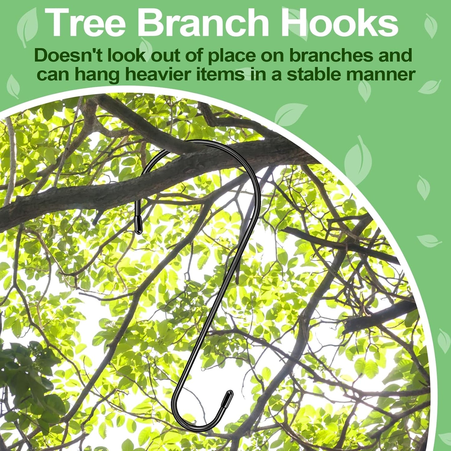 Tree Branch Hooks - 14 Inch Extra Large S Hooks by [Brand Name] for Bird Feeders & Hanging Plants | Heavy Duty Black