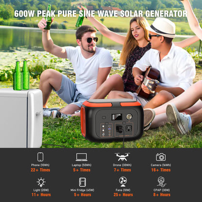 SinKeu Portable Power Station 600W, 296Wh/80000mAh Backup Lithium Battery Pack Bank, 110V Pure Sine Wave AC Outlet Solar Generator for Camping Emergency RV Outdoor Hurricane Supplies