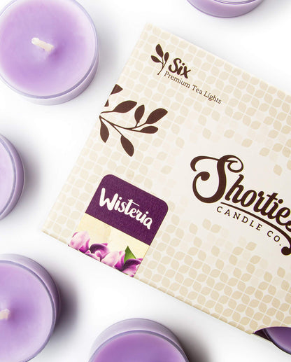 Shorties Candle Company Pure Wisteria Tealight Candles - 12 Pack, Highly Scented, Purple, Model 45133
